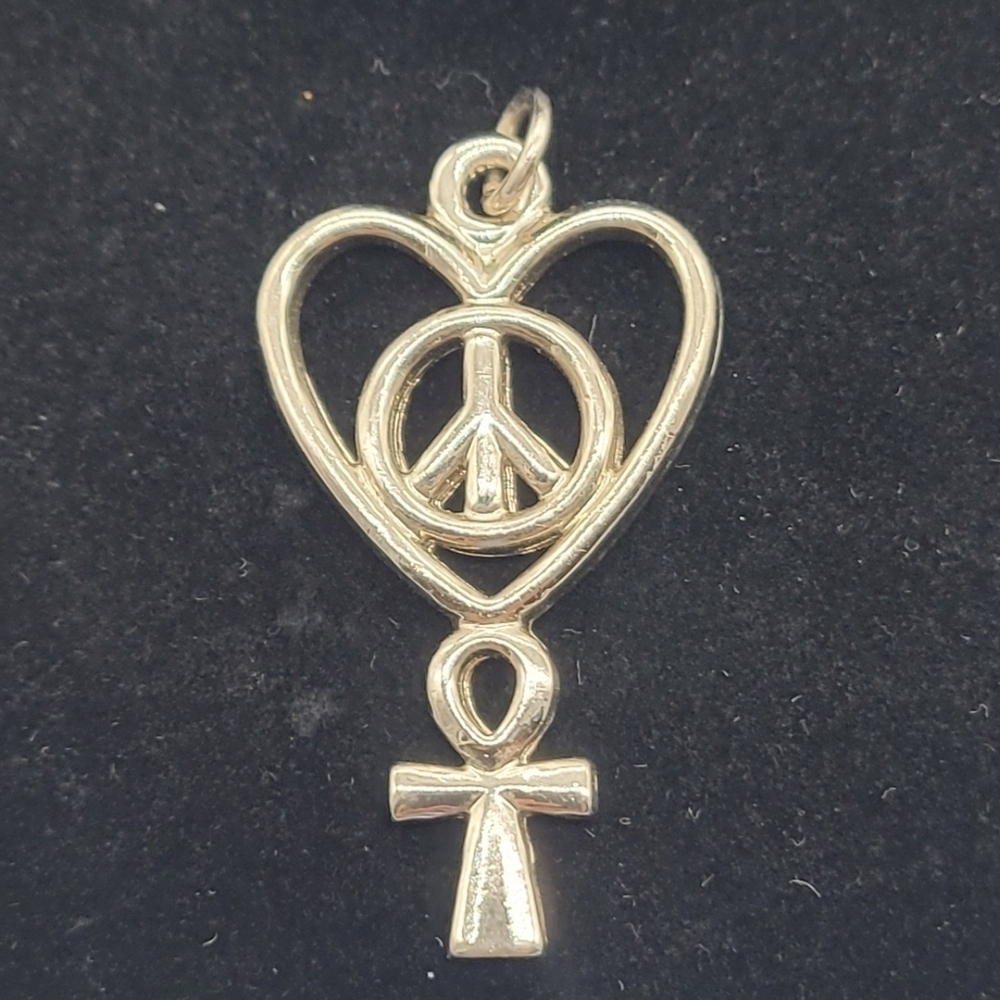 Rare ANKH Peace Heart/Love Necklace Pendant​​​